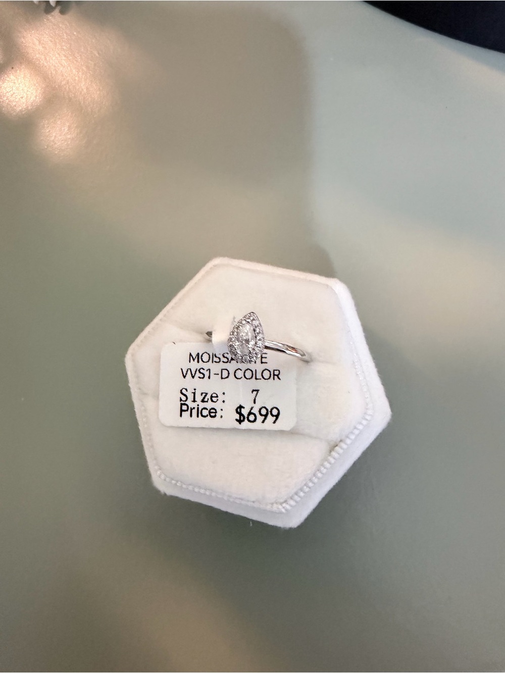 Moissanite Halo Ring in White (Size 7)